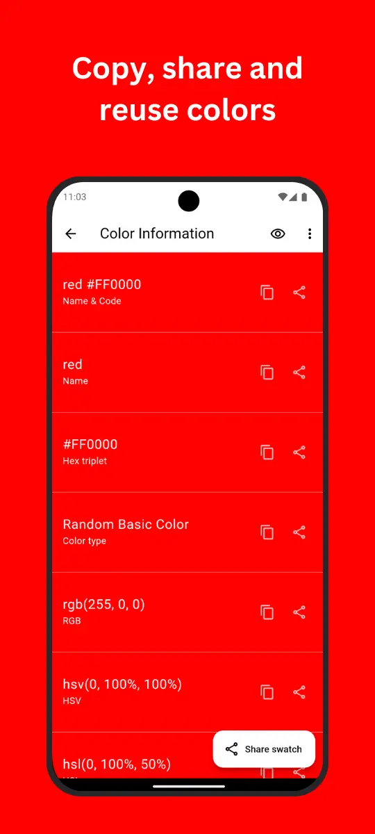 Copy, share and reuse colors