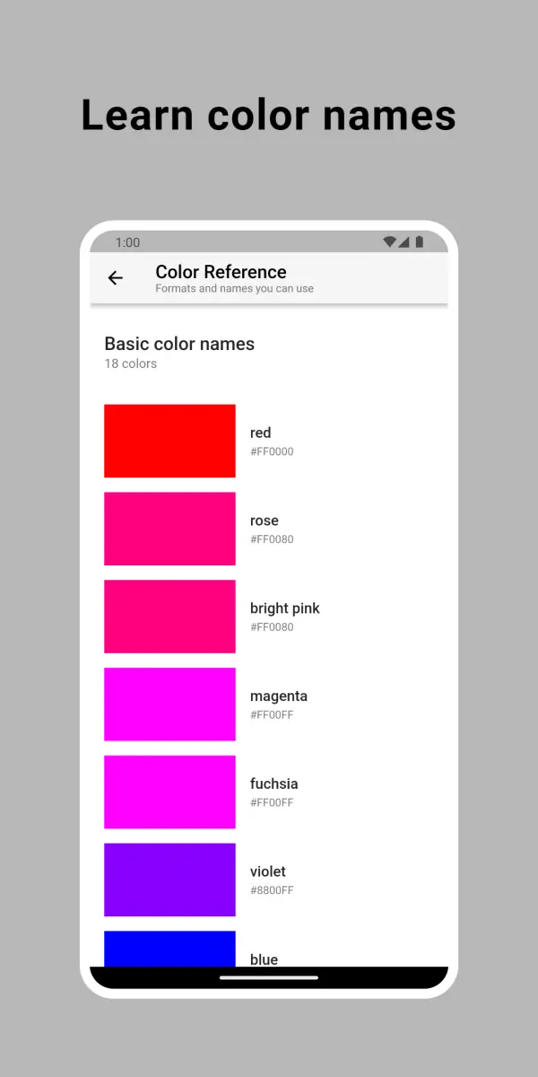 Learn color names