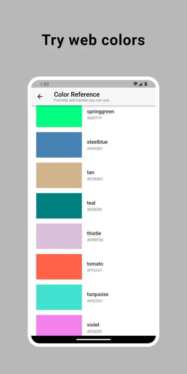 Try web colors