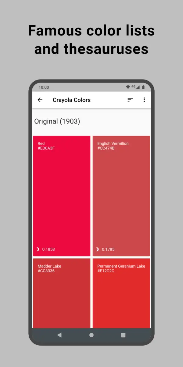 Famous color lists and thesauruses