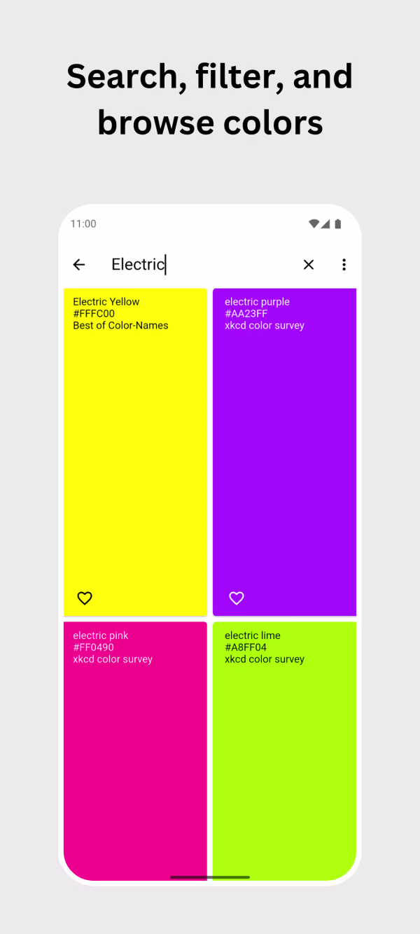 Search, filter, and browse colors